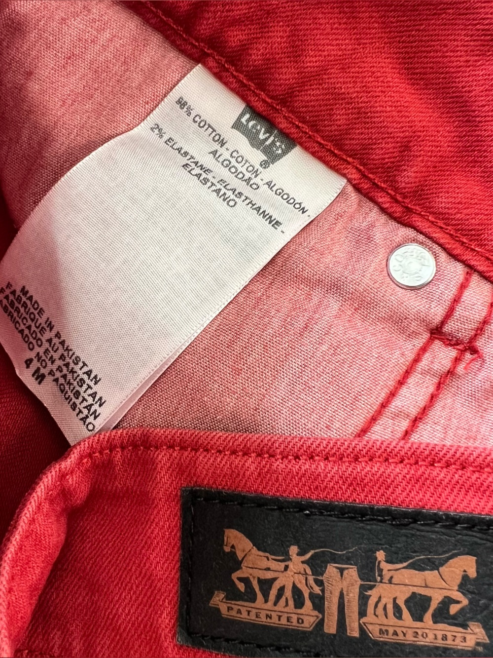 Levi’s Black Label Red Button Pocket Size 4 Y2K punk emo preppy alternative - Picture 5 of 7